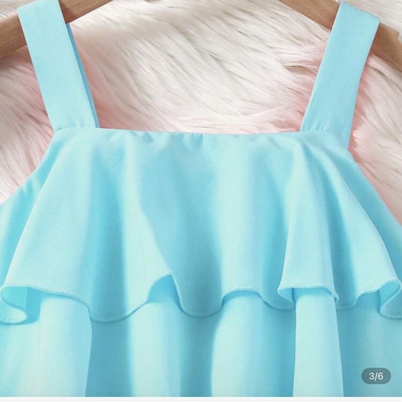 Kids Light Blue Ruffle One Piece - Picture 3 of 3